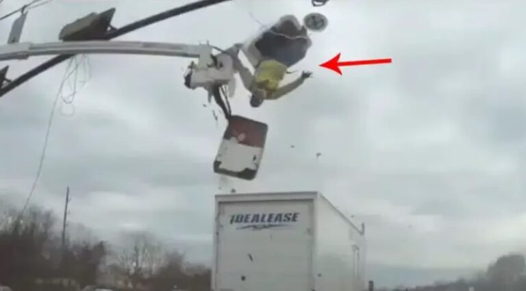 Truck Sends Worker Flying In A Dramatic Collision Caught On Dash Cam